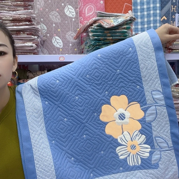棉蓝色大花纯棉纱布