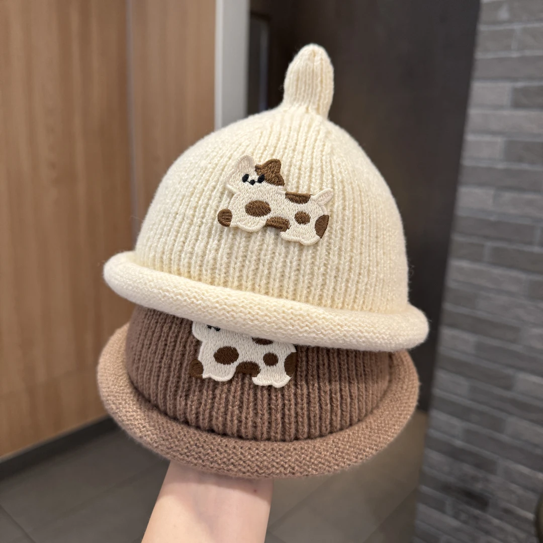 婴儿帽子秋冬韩版保暖毛线帽可爱超萌男女宝宝奶嘴百搭针织套头帽