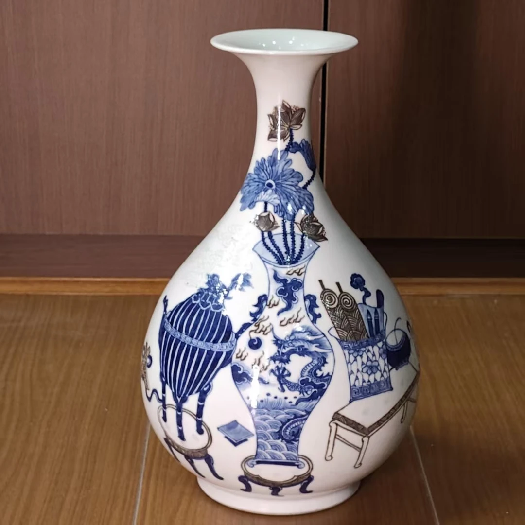 429 清乾隆 青花釉里红瓶中瓶玉壶春赏瓶-407
