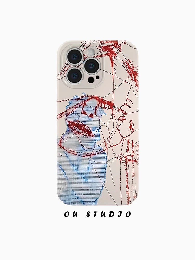 OU艺术线条大卫适用苹果16手机壳iPhone新款菲林硬壳高级网红男女