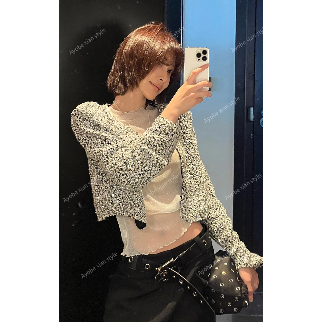 AYOBE小贤/繁星华章  清贵感高定温柔亮片质感珠光小香风外套