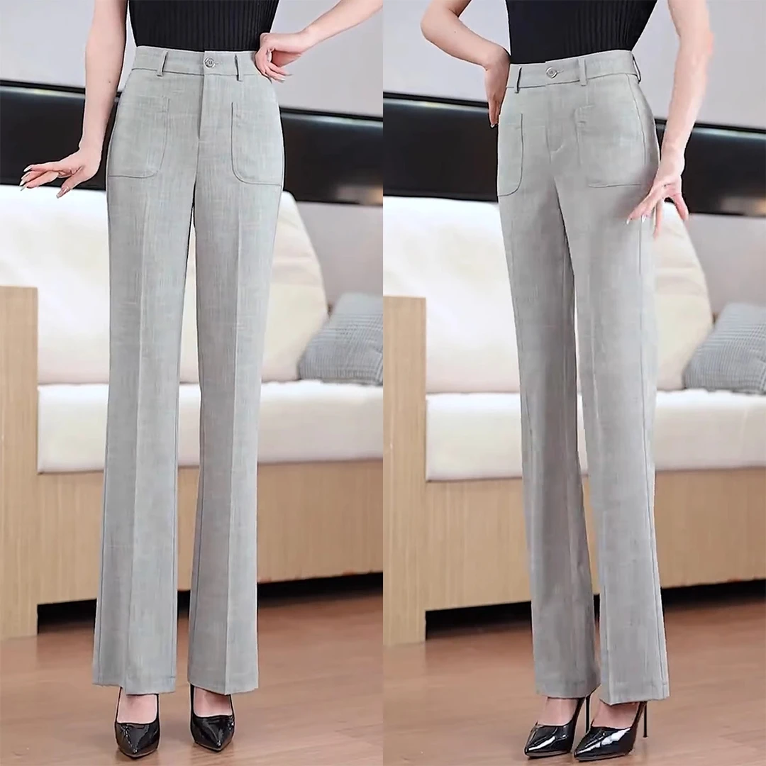 休闲裤女2025新款夏季长裤喇叭裤子大码胖mm显瘦西装裤高腰微喇裤