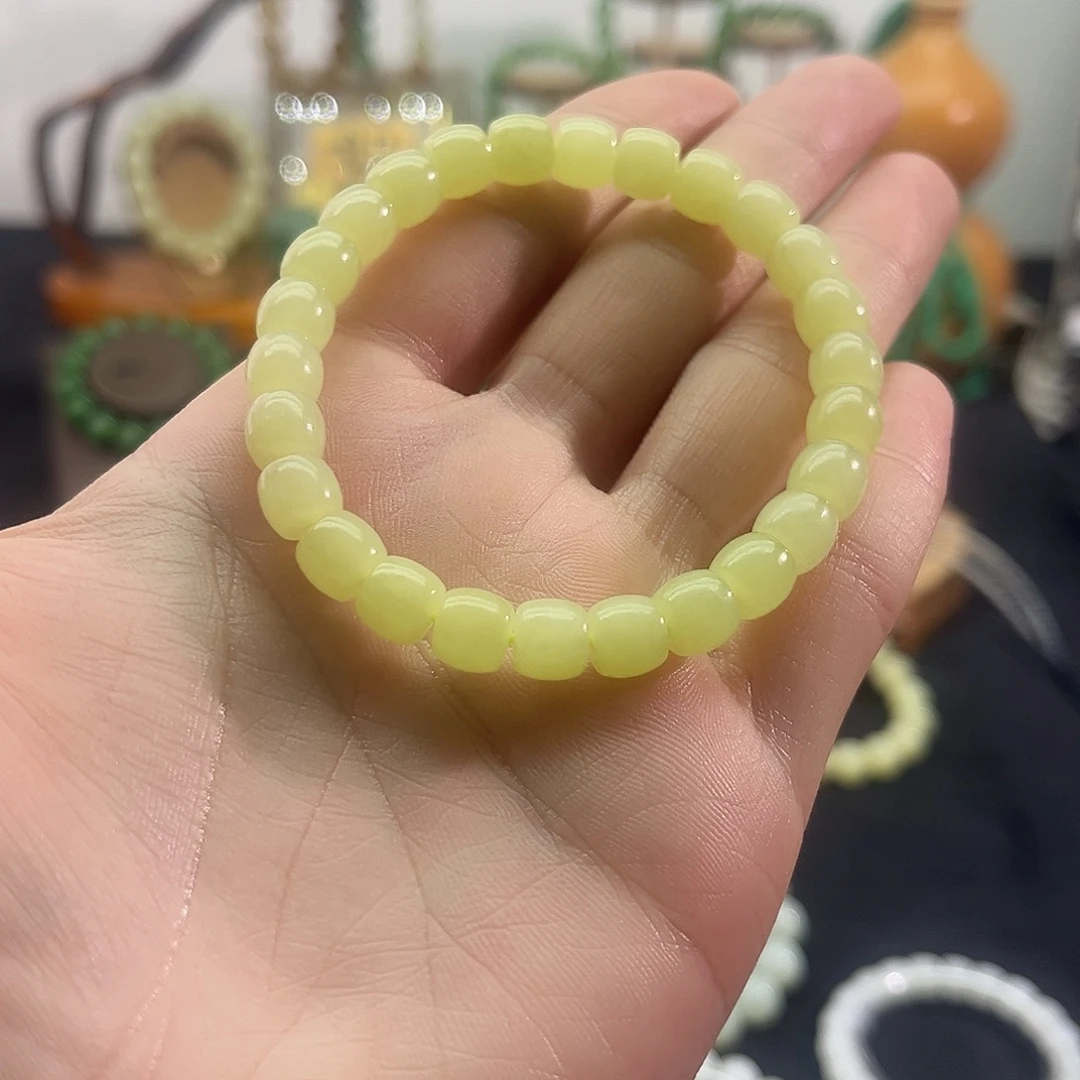 和田玉未镶嵌颈饰青海-黄口-老型直切手串-8mm