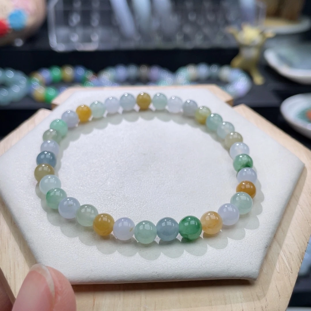 翡翠未镶嵌手串福利款多宝手串卡5+32颗