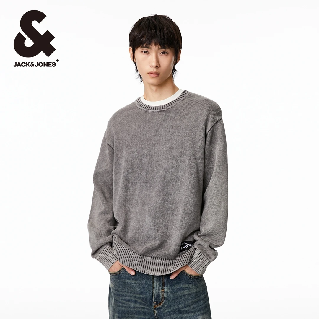 杰克琼斯冬新款潮休闲简约时尚舒适宽松圆领长袖针织衫224324010