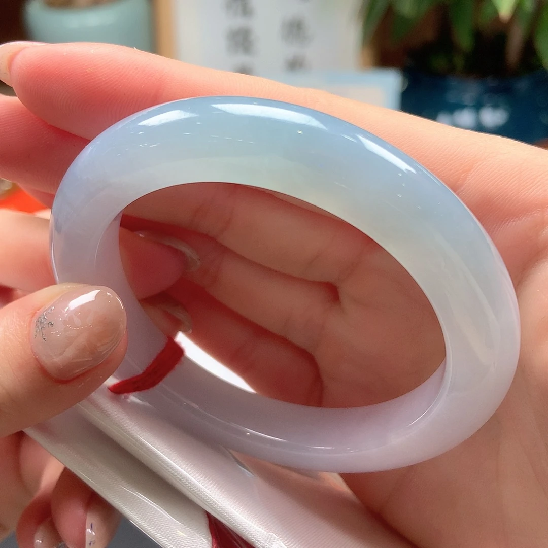 翡翠未镶嵌手镯冰润冰冰蓝6号