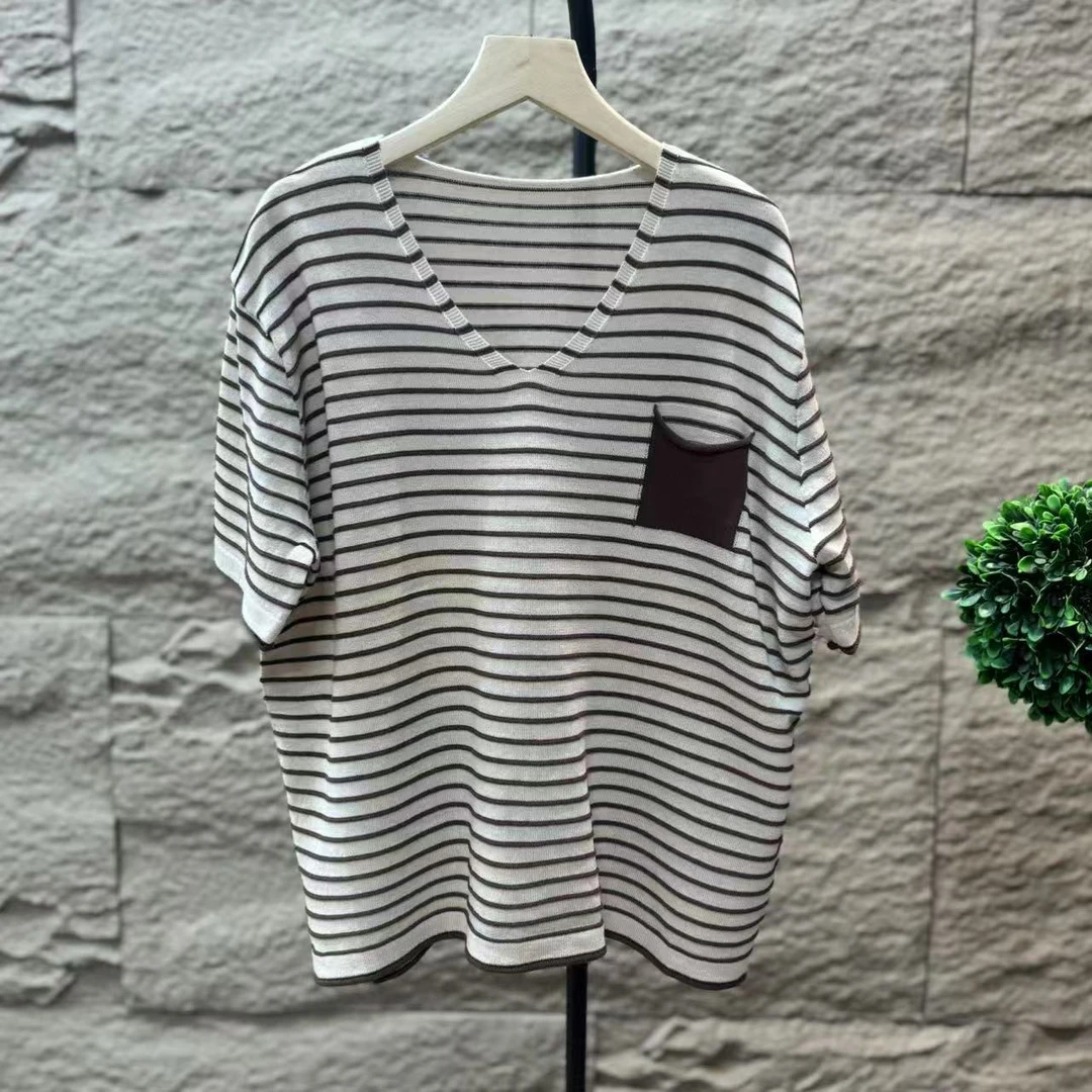 10485新款夏季减龄显瘦百搭休闲条纹短袖T恤