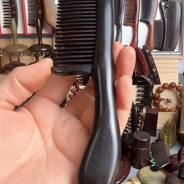 交趾黄檀（大红酸枝）予*乌木插齿梳子