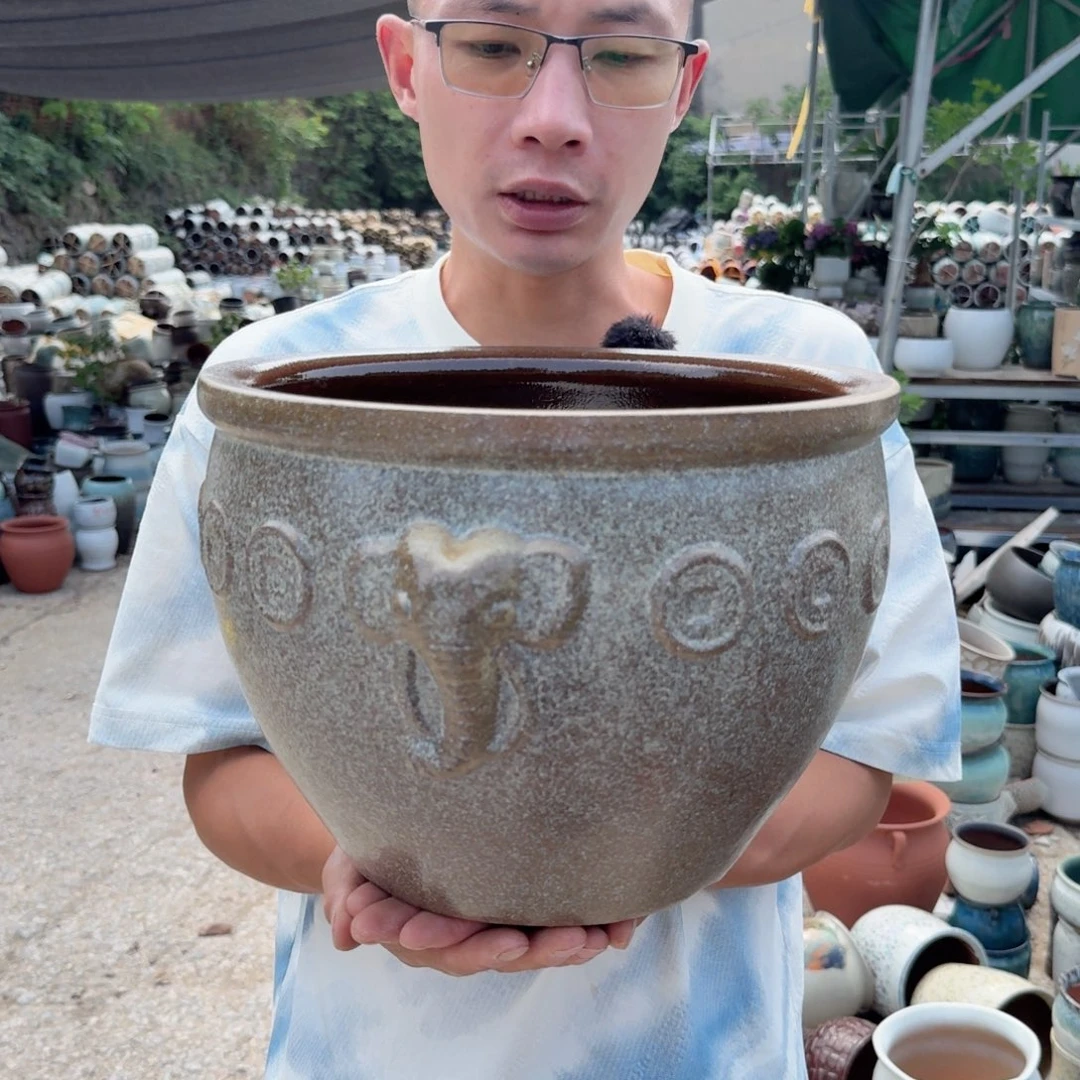 紫砂花盆口30高20（一个灰色大象水缸