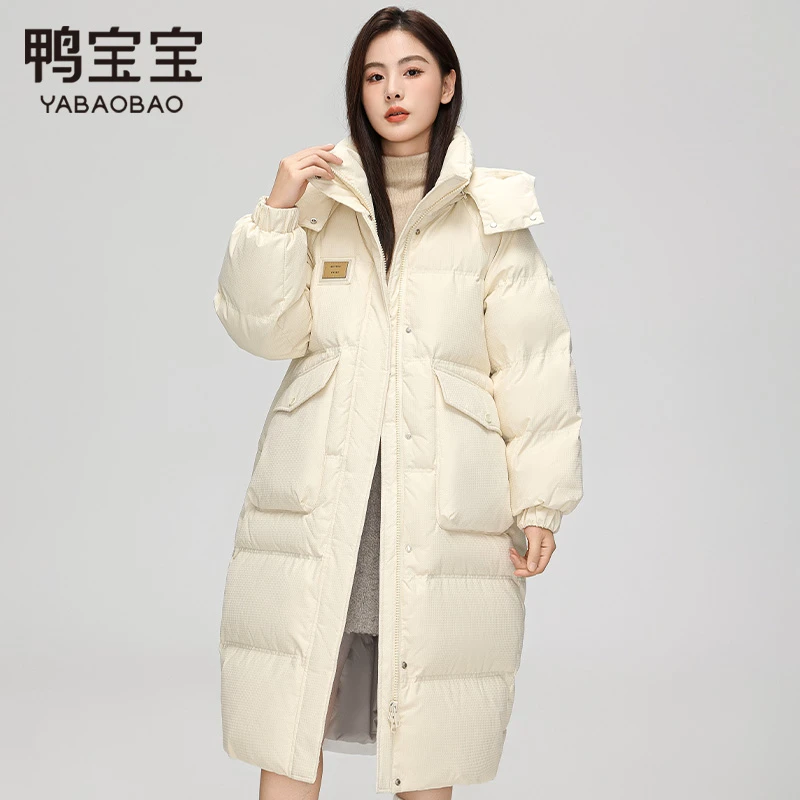 鸭宝宝2025新款羽绒服女冬季显瘦中长款百搭超好看加厚鸭绒外套潮