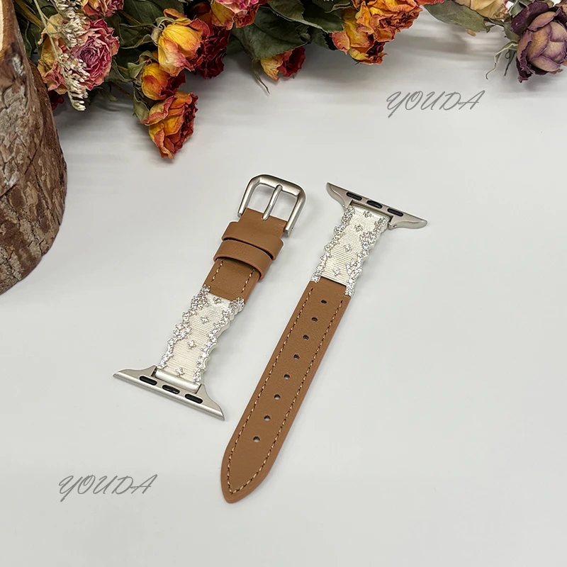 适用华为GT5/GT6手表带满天星钻拼皮表带watch5华为OPPO/vivo S11