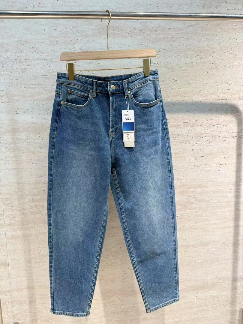 显瘦显腿直~高弹力法棍牛仔裤女九分休闲裤