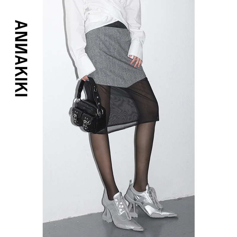 【AUNISEX专属】ANNAKIKI  网纱拼接半裙3E1B1131H808
