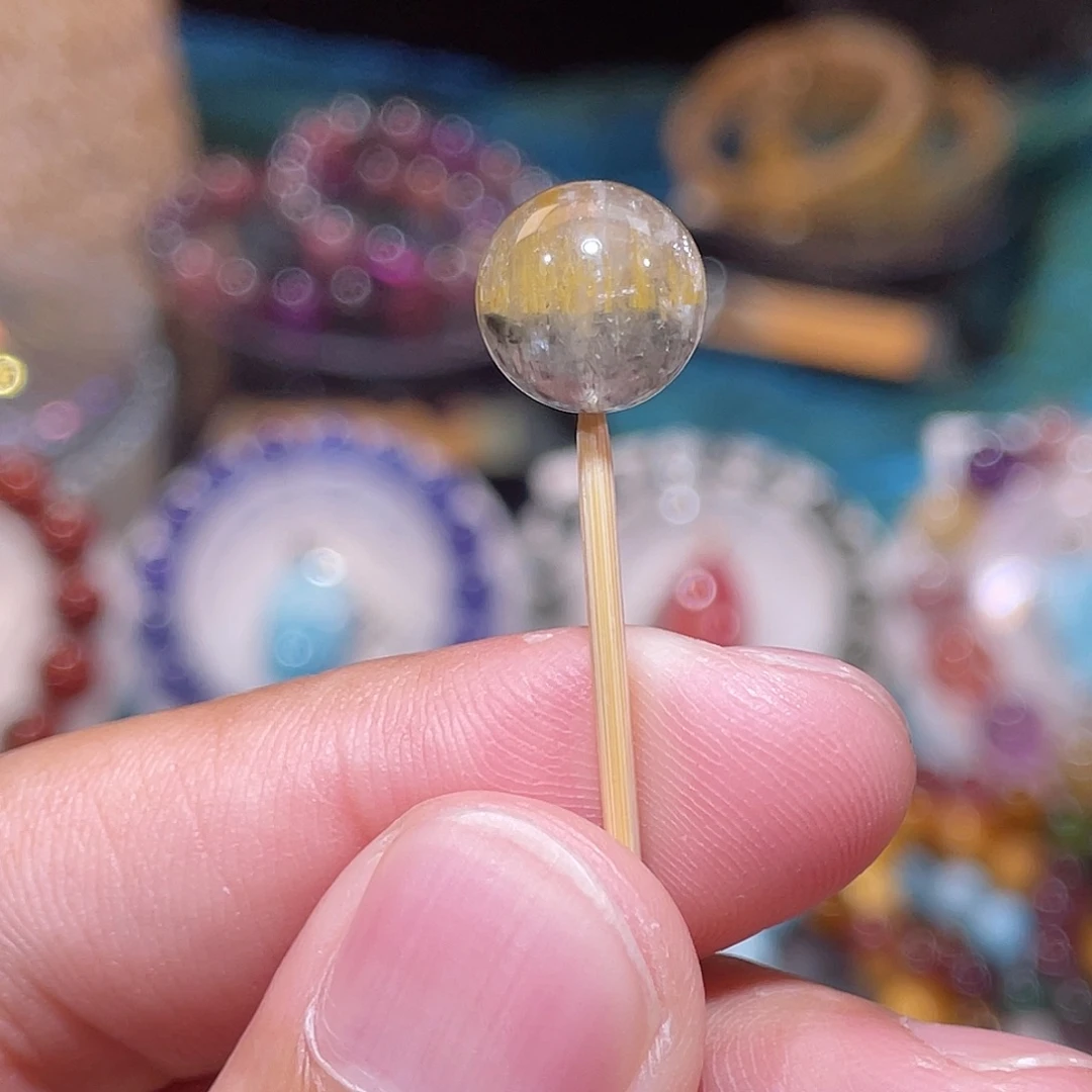 水晶手链未镶嵌极光金牙黑羽双色鸳鸯10+