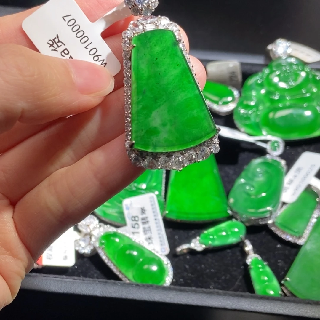 翡翠银S925镶嵌吊坠(不含链)