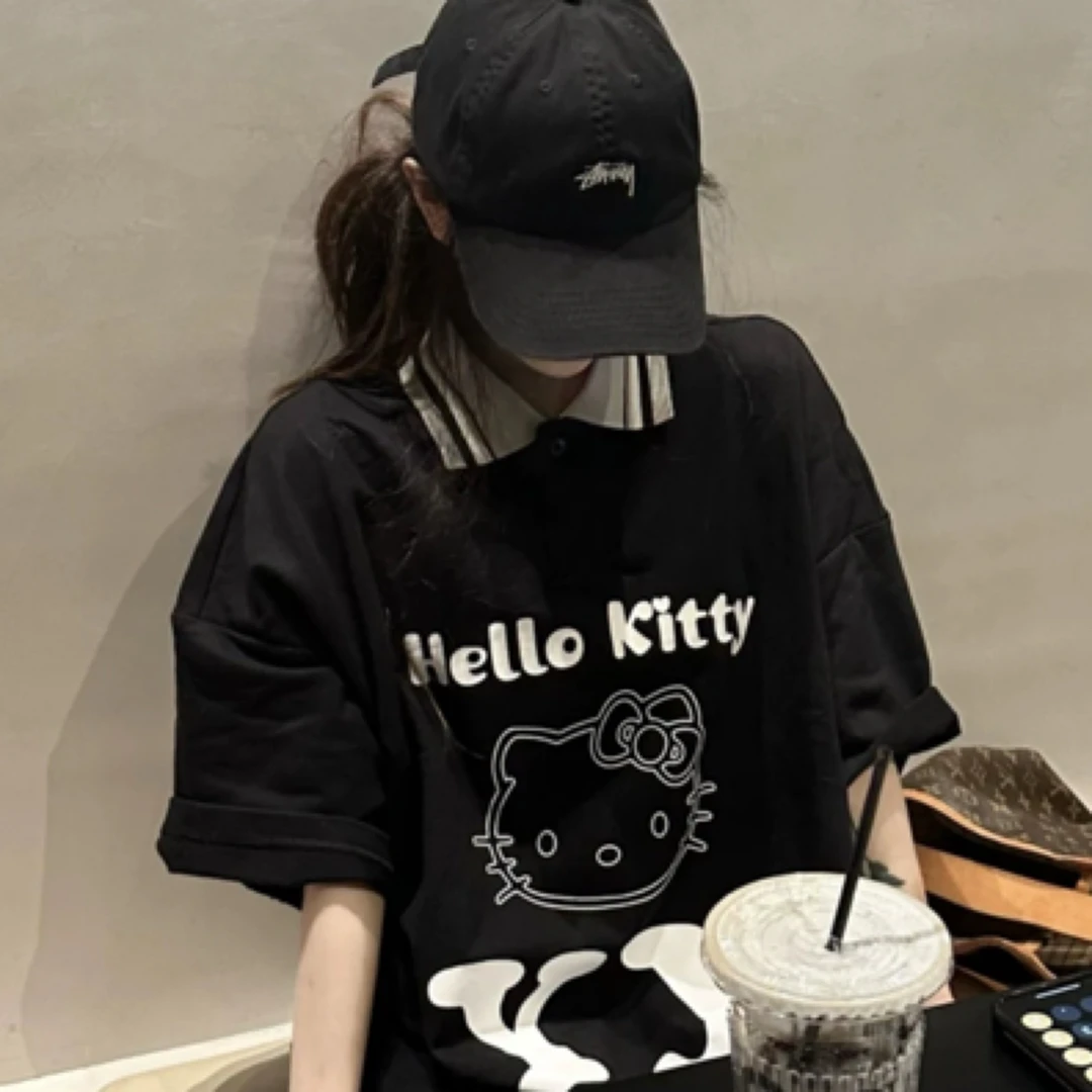 二胖推荐K猫学院风POLO领大码显瘦半袖正肩带垫肩版