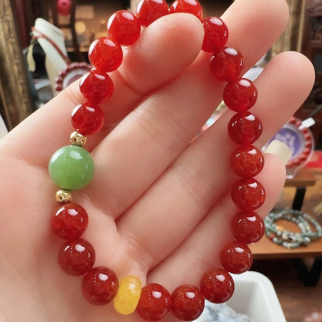 未镶嵌手链玛瑙/玉髓红龙纹0.8