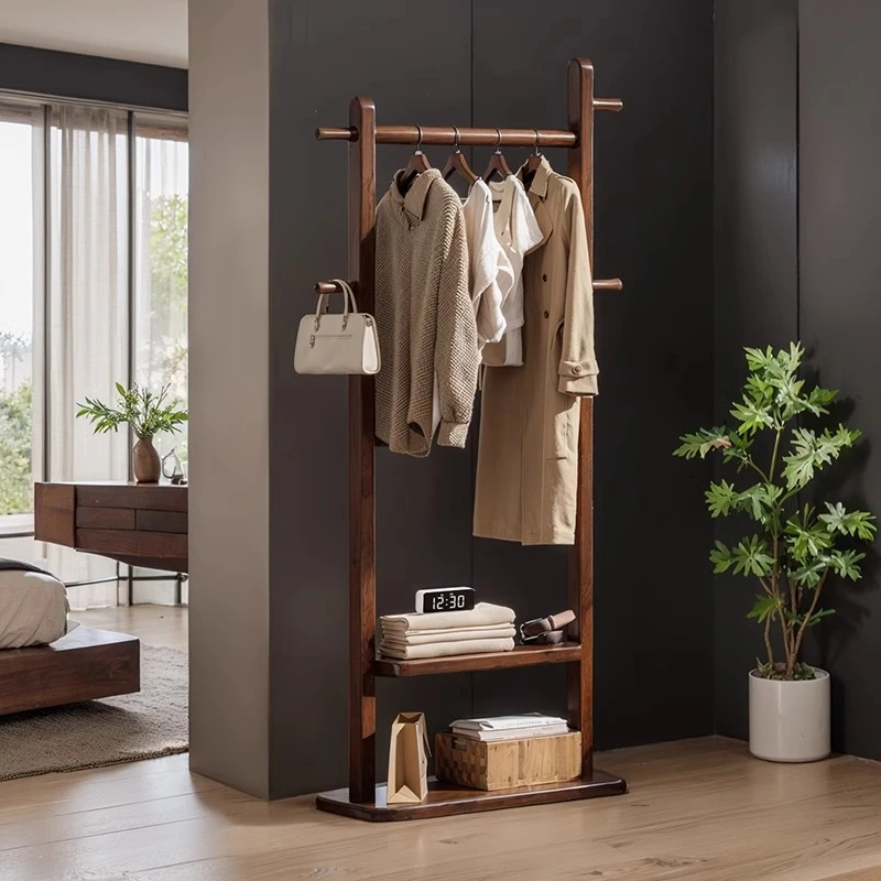 实木落地挂衣架卧室家用高级感衣帽架办公室房间不占空间衣服挂架