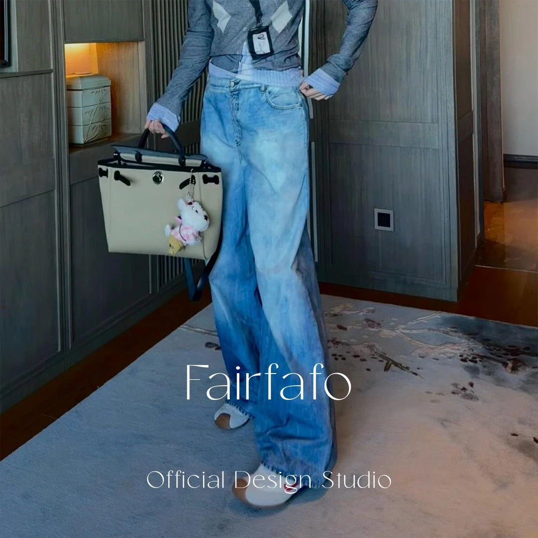 【拼接假两件长裤】FC5LB0746松弛感潮牌设计感新款假两件长裤