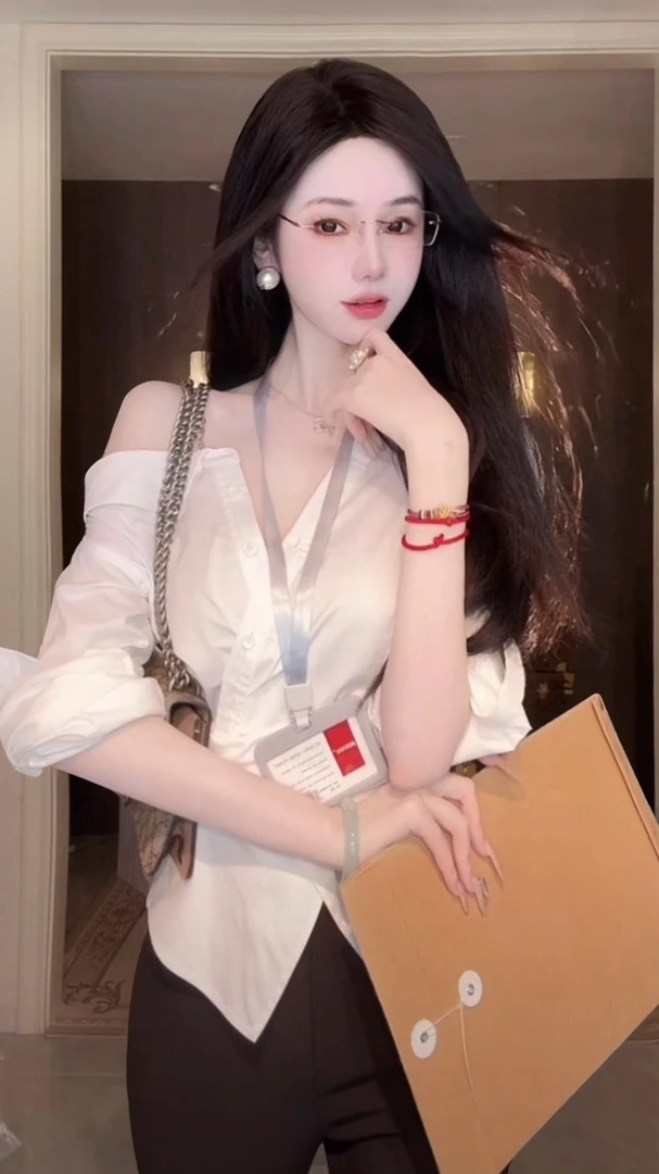 【雅乔定制】摩登时尚 设计感不对称露肩白色长袖衬衫DYYK-25052489