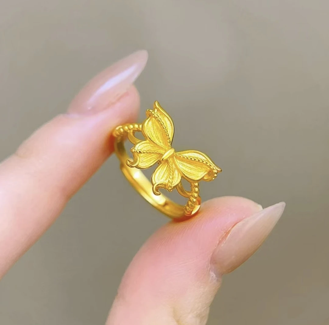 花丝缤纷蝴蝶戒指烟雨梦蝶小福蝶指环开口戒百搭经典
