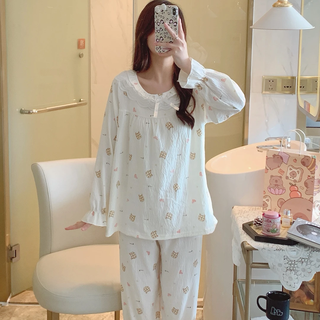 2025年新款睡衣女春秋季长袖长裤云朵棉家居服甜美可爱可外穿套装