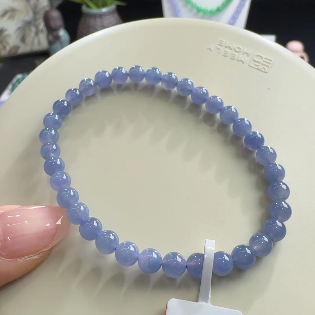 未镶嵌手链翡翠冰蓝莓紫单圈5mm