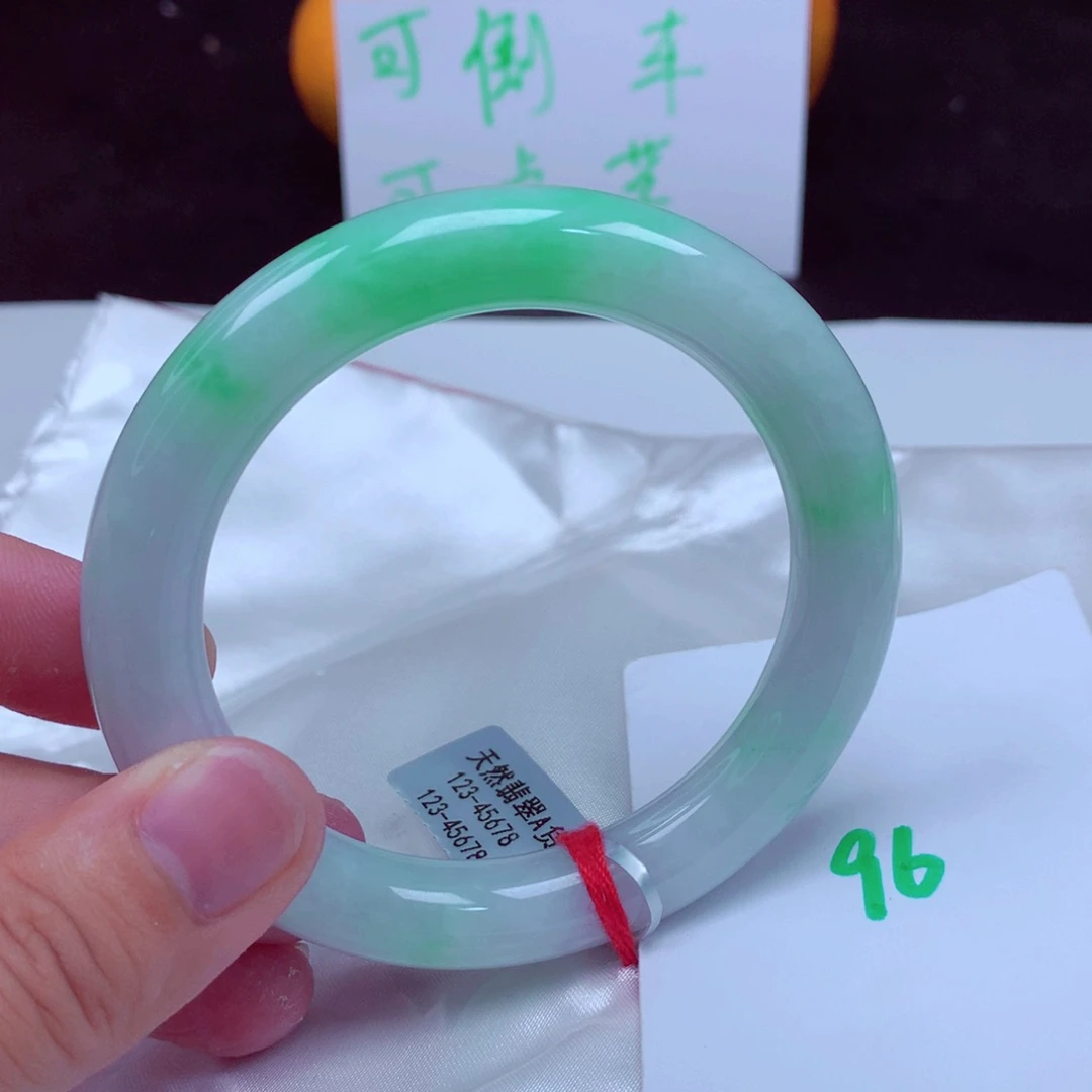 未镶嵌手镯翡翠缅甸天然A货翡翠手镯56.6圆条