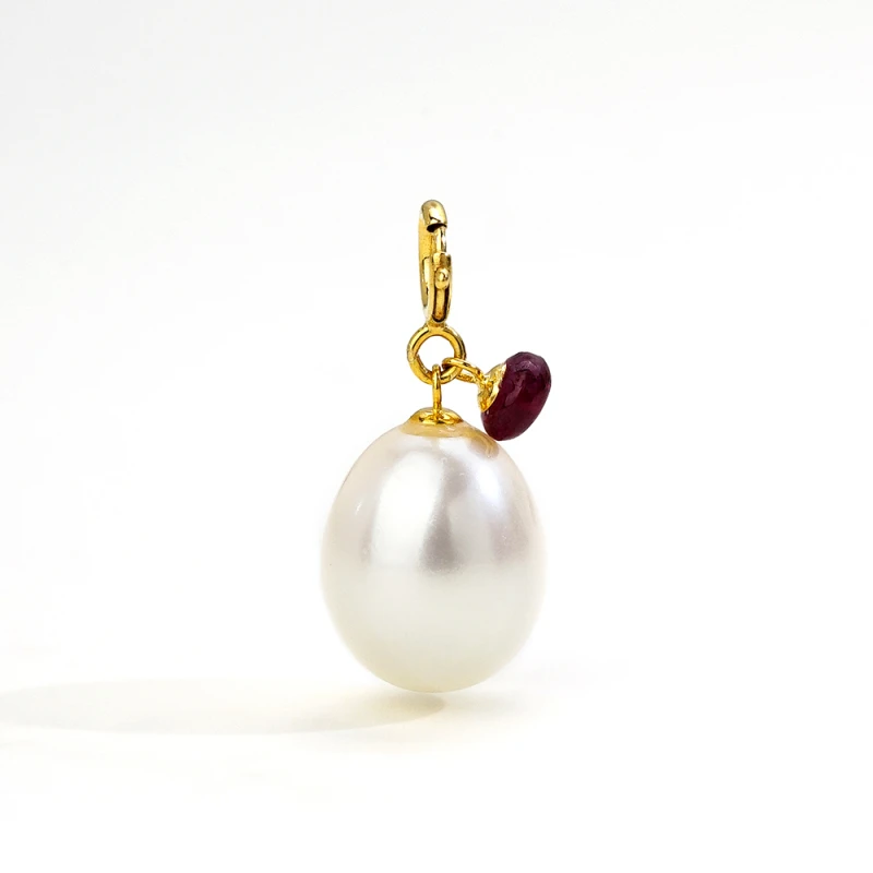 【花钿】(现)18K珍珠红宝百搭扣  45356