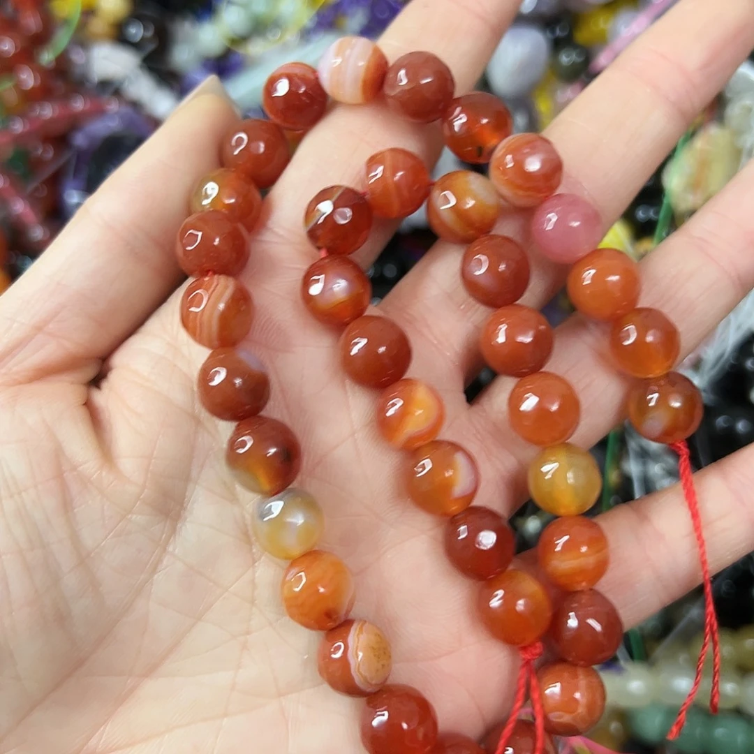 玛瑙/玉髓未镶嵌珠宝半成品，卡10红玛瑙蹦迪切一条