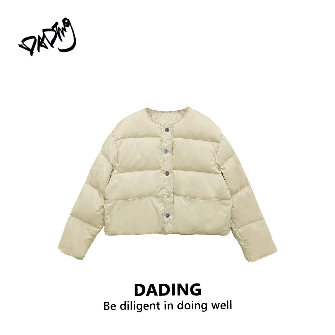 DADING 秋冬新款宽松派克服圆领羽绒外套井22660