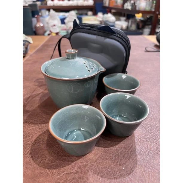 465天青冰裂纹一壶三杯旅行茶具