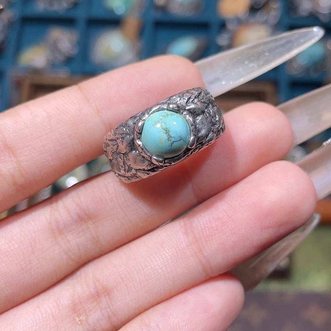 绿松石银S925镶嵌戒指