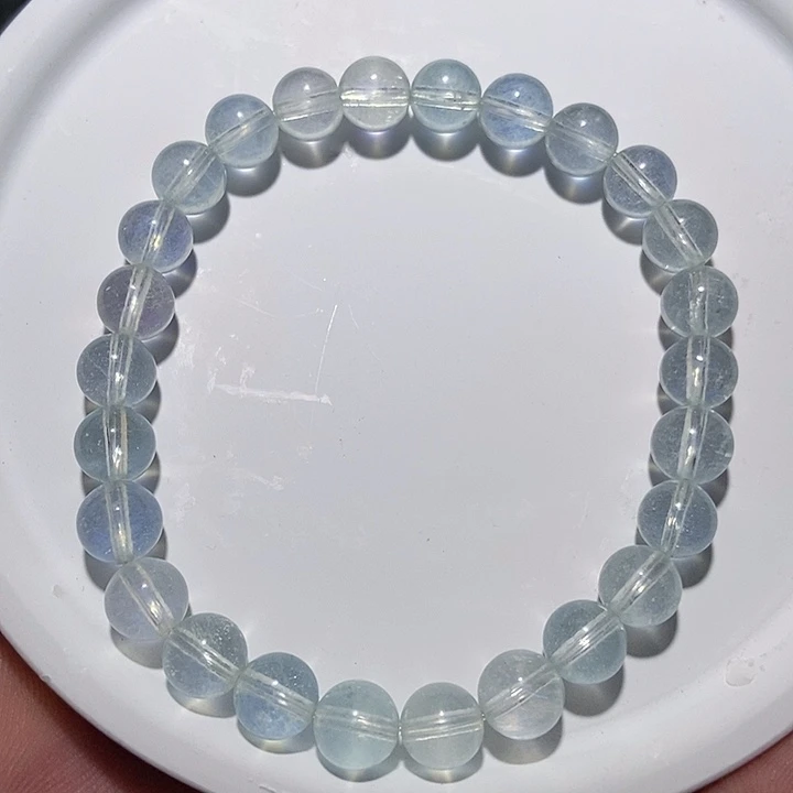 水晶手串未镶嵌海蓝宝6.8MM冰川蓝