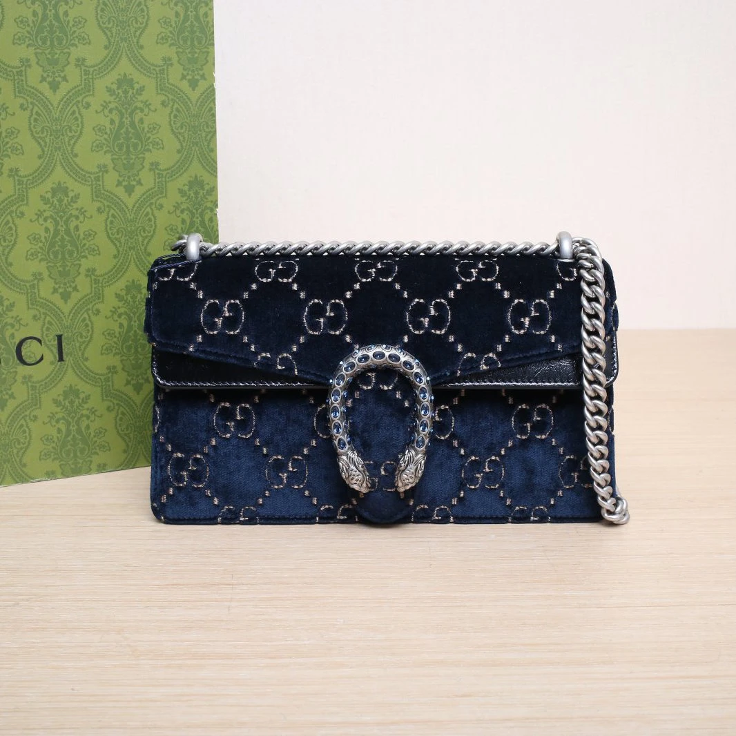 99新 GUCCI/古驰 【娇活动】酒神 小号 25 墨蓝色 钻扣69456