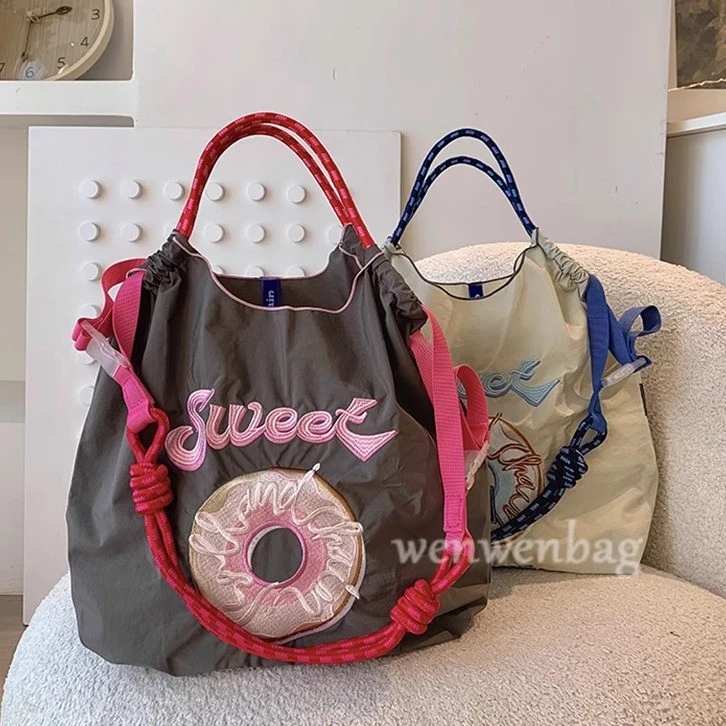 日本ballchain环保袋高圆圆同款包刺绣尼龙帆女士尼龙斜挎帆布包