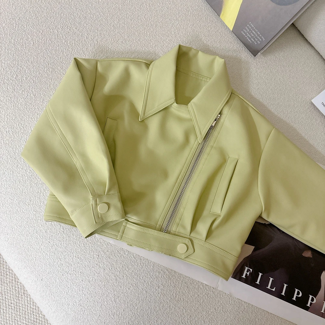 女童皮衣外套2025春季新款韩版潮酷休闲夹克儿童洋气机车服上衣