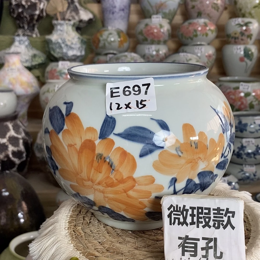 景德镇瓷韵手工花盆E697