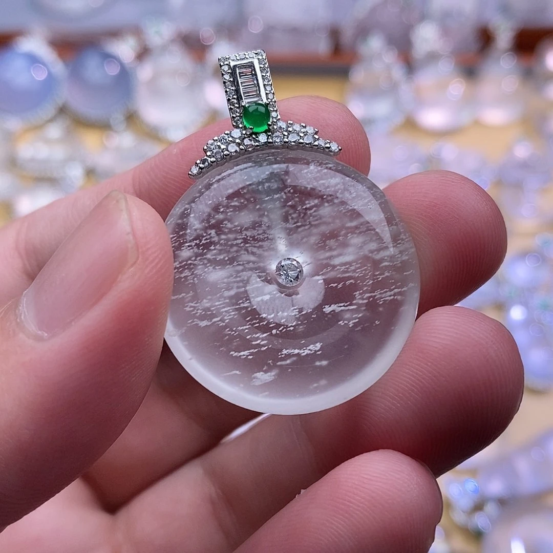 石英质玉非金属雪花棉平安扣