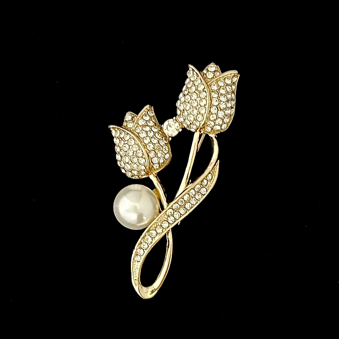 铜合金仿珍珠胸针 xz4809柔情郁金香