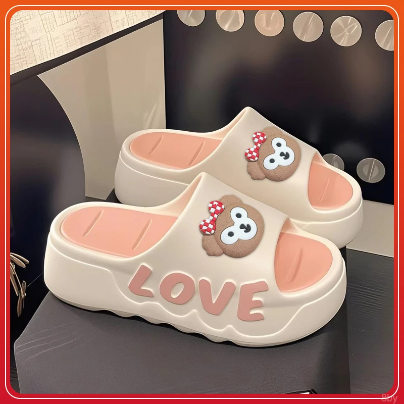 新款厚底拖鞋女士夏季高跟室内韩版蝴蝶结居家浴室凉拖鞋防滑外穿