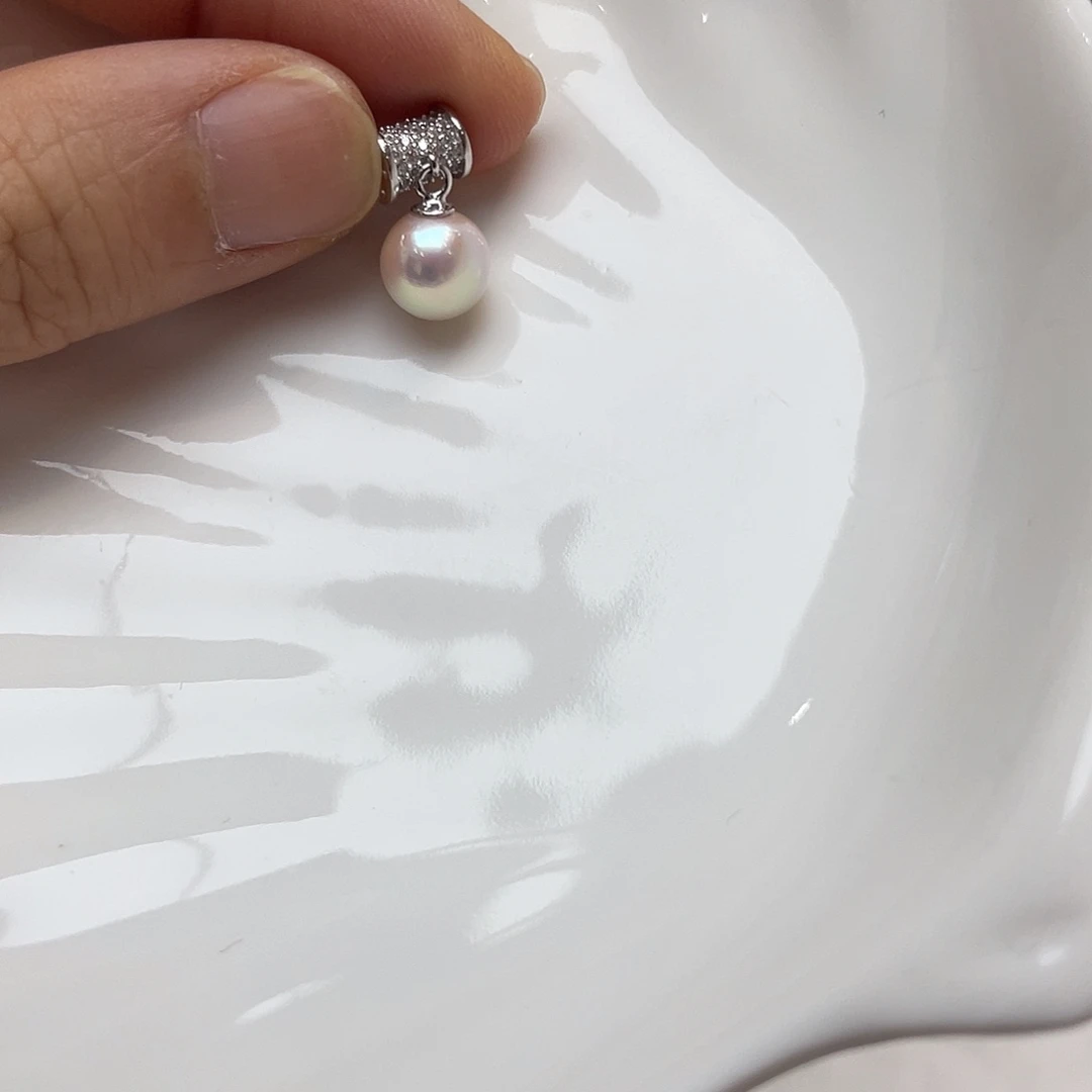 银S925镶嵌海水珍珠吊坠(不含链)