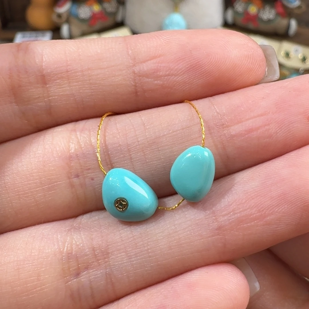 橙***子未镶嵌绿松石珠宝半成品糖豆