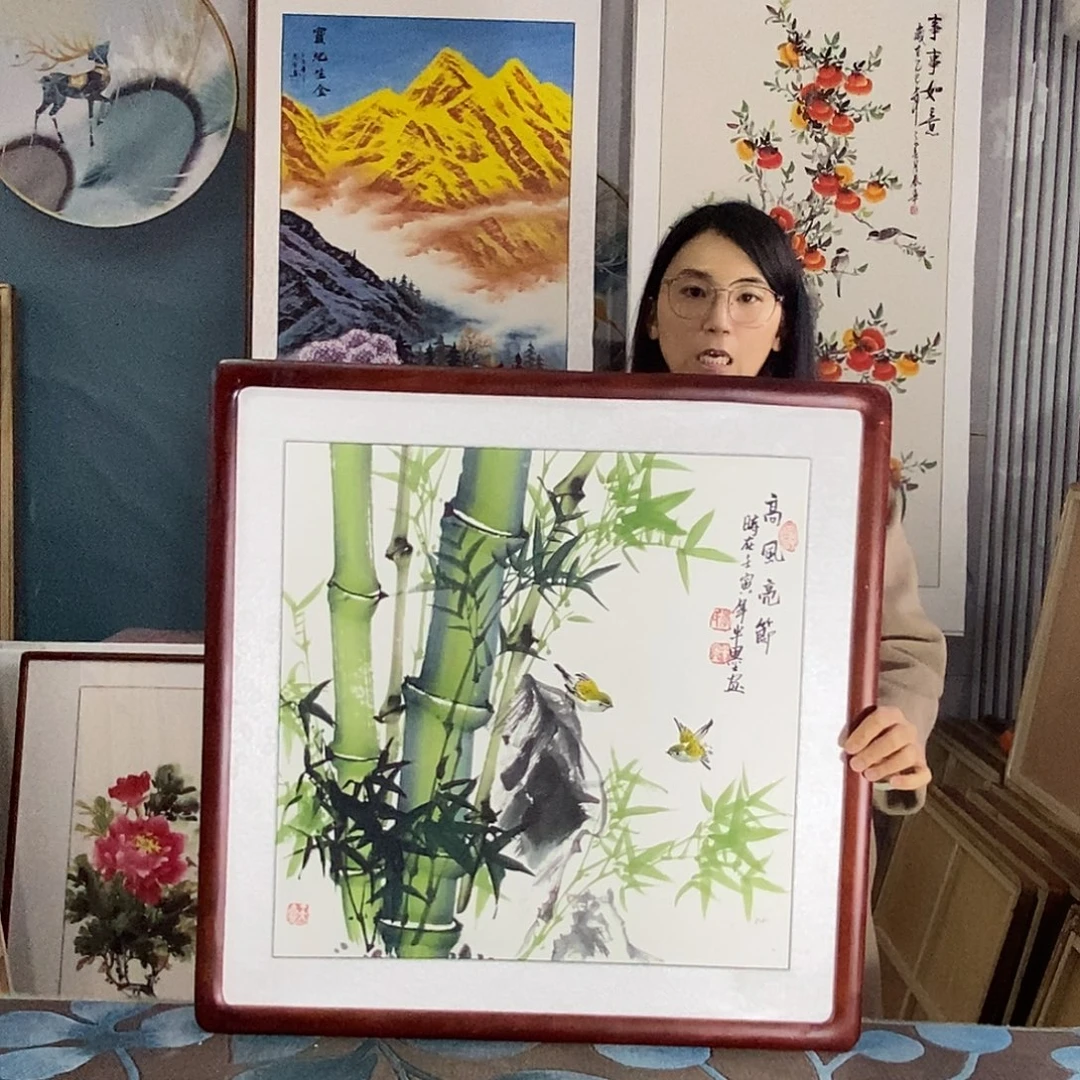 国画62✖️62手写手绘国画作品带框包邮