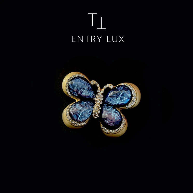 铜合金羽毛胸针 铜合金/ TT-ENTRY LUX【七彩蝴蝶-胸针】合成立方锆