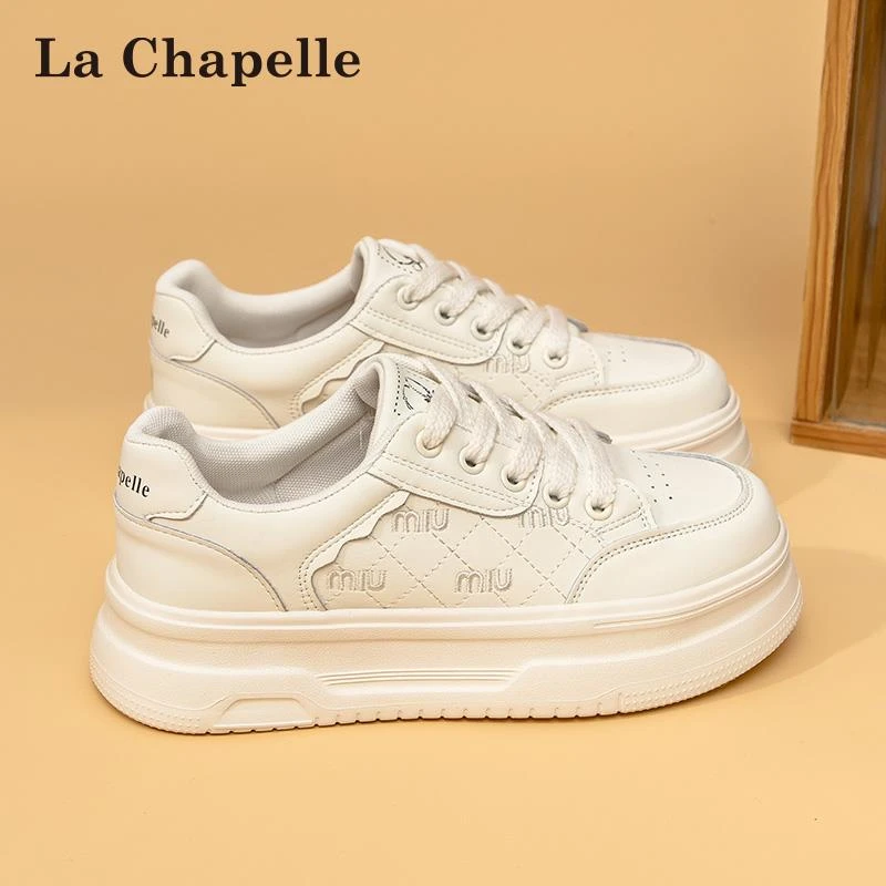 拉夏贝尔厚底小白鞋女2025冬季新款透气百搭增高运动休闲板鞋女鞋
