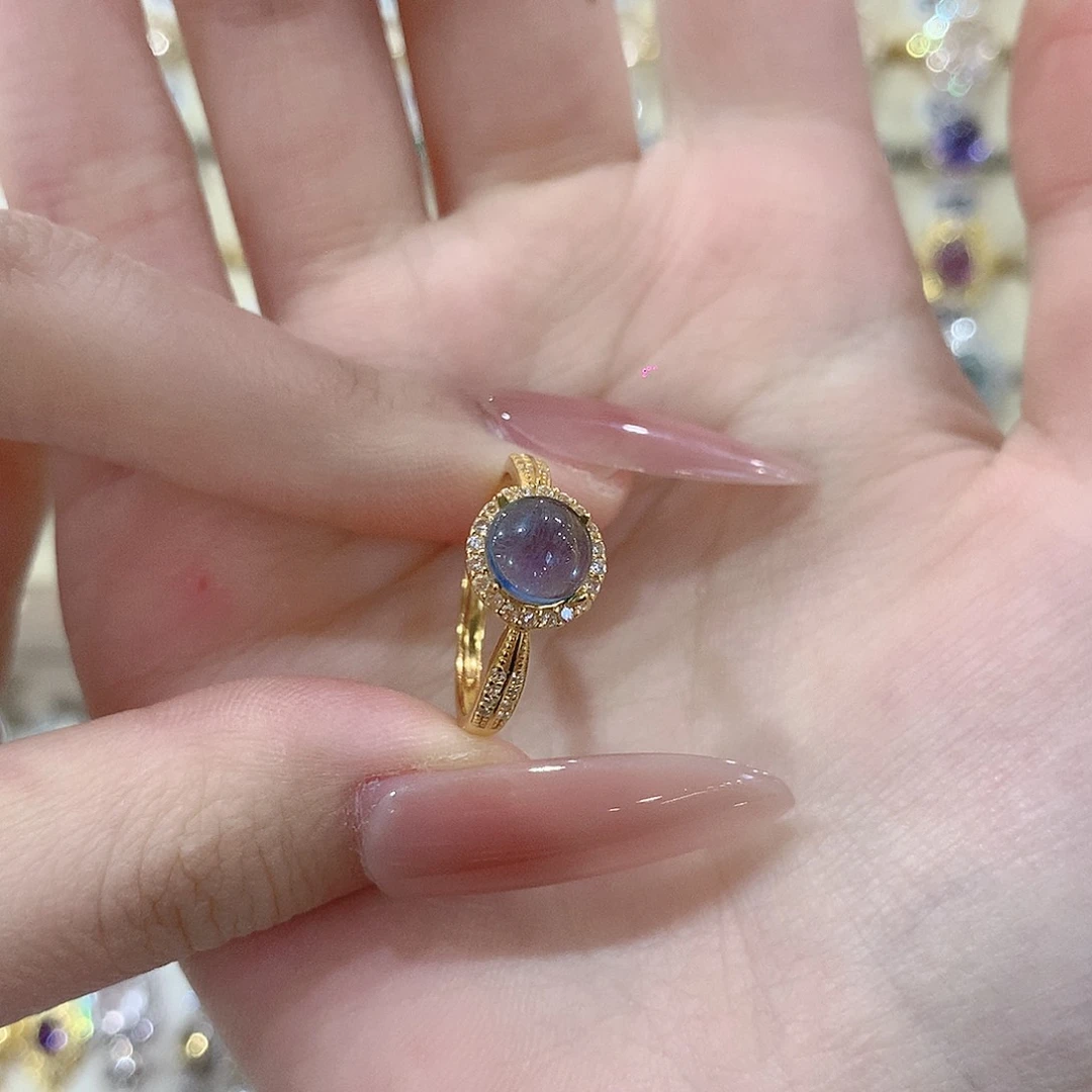 海蓝宝石戒圈银S925镶嵌向***凉