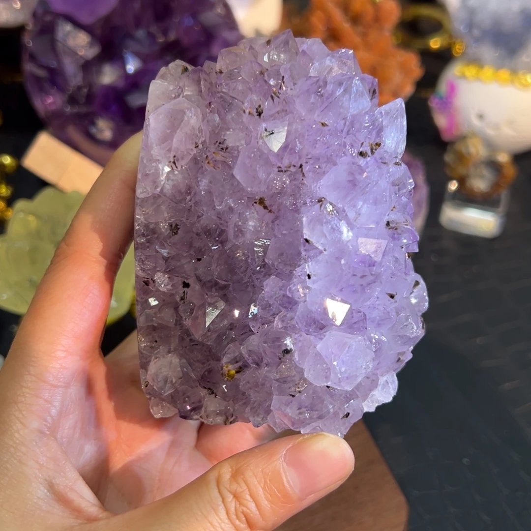 珠宝半成品未镶嵌水晶6带钛晶全抛