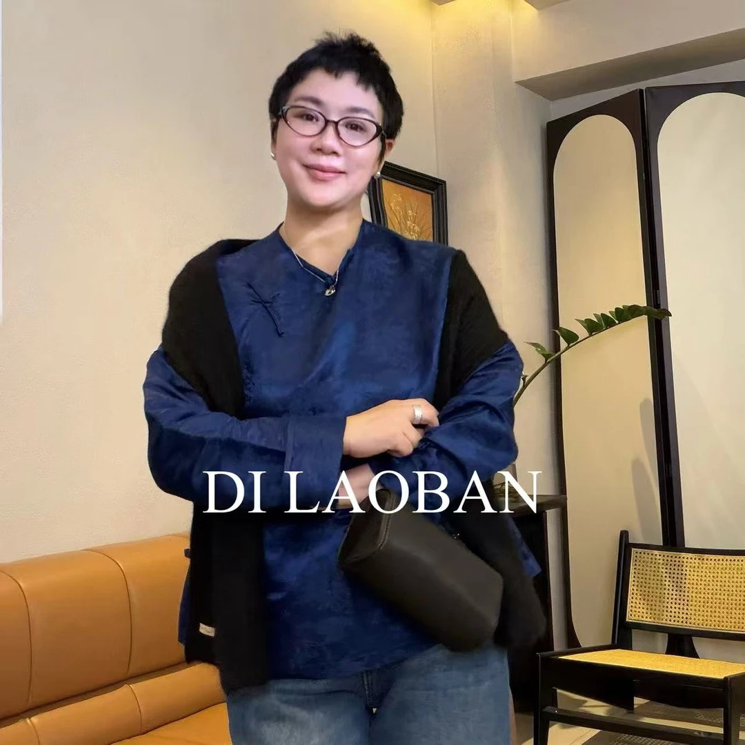 H·G【沧海明珠】1491  新款圆领新中式暗花纹清冷感盘扣衬衫