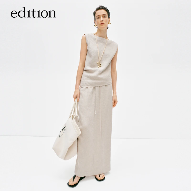 edition夏款女可拆两件套亚麻长裙#EBD2DRSK07
